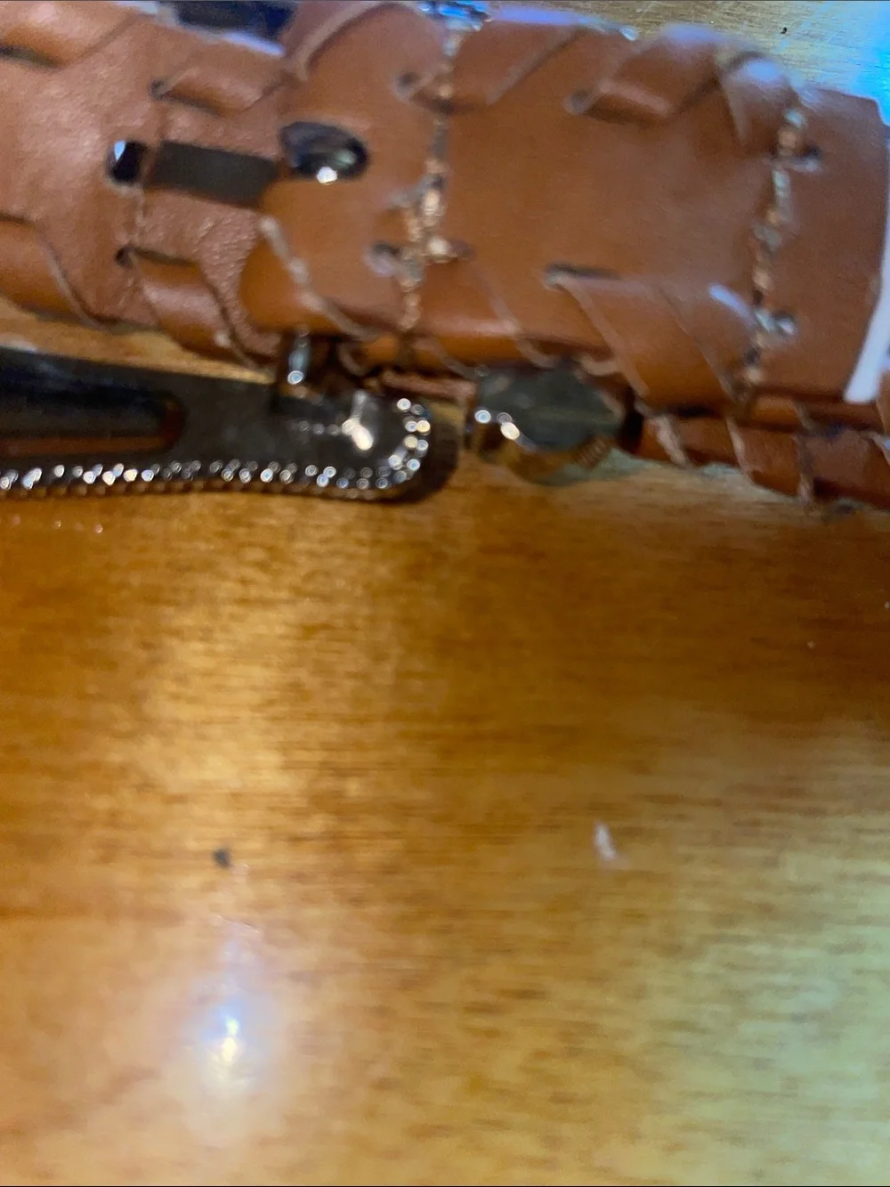 Tan Braided faux Leather Western-Style Belt. 36”